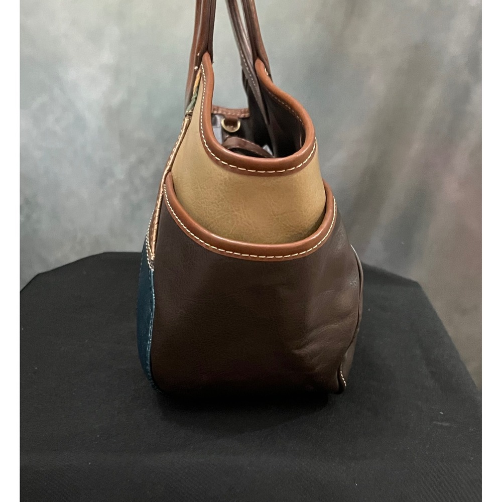 Relic by Fossil Multi-Color Patchwork Handbag Brown Faux Leather Satchel Bag - Picture 4 of 13